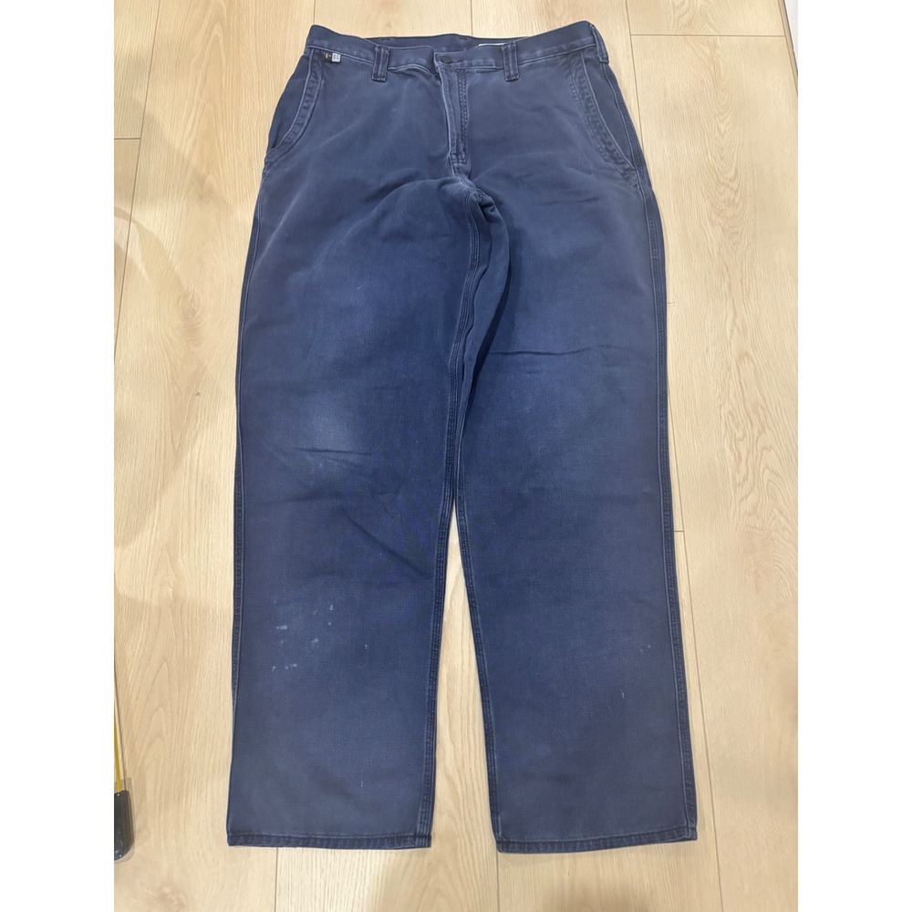 Carhartt FR Flame Resistant Work Pants‎ Mens 34x32 Navy Blue Straight Leg Cotton
